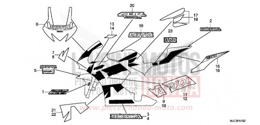 MARQUE/RAYURE (3) CBR600RRD de 2013